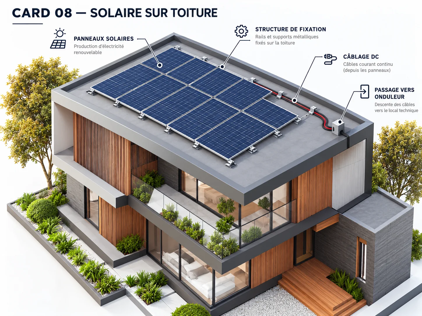 Vue arrière de l'installation solaire